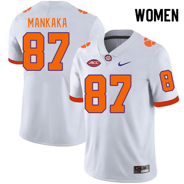 Women #87 Michael Mankaka Clemson Tigers College Football Jerseys Stitched-White - Click Image to Close